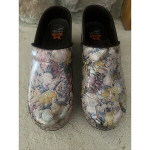 Dansko Pro XP Watercolor Floral Leather Slip On Clog Shoes 38 US Size 7.5 - 8
